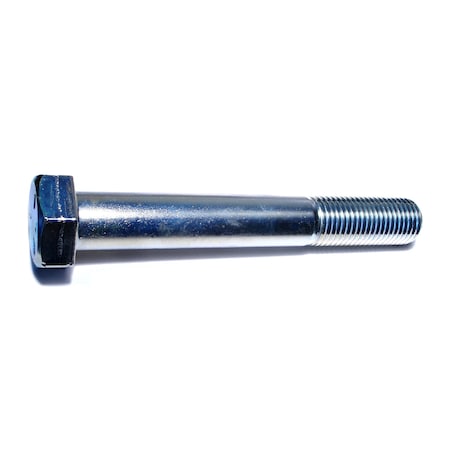 Grade 5, 1-1/4-7 Hex Head Cap Screw, Zinc Plated Steel, 9 In L, 2 PK